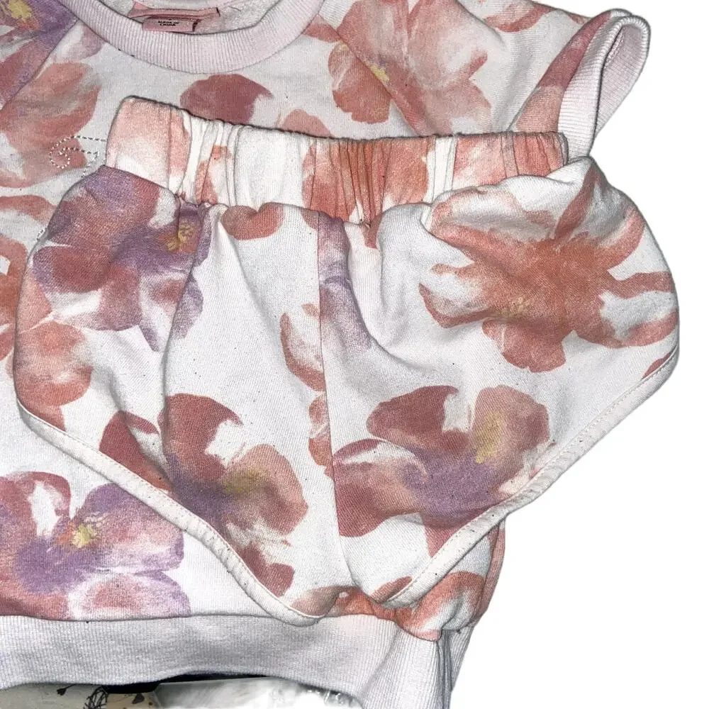 Juicy Couture Little Girls Floral French Terry 2 PC Shorts Set 5 !